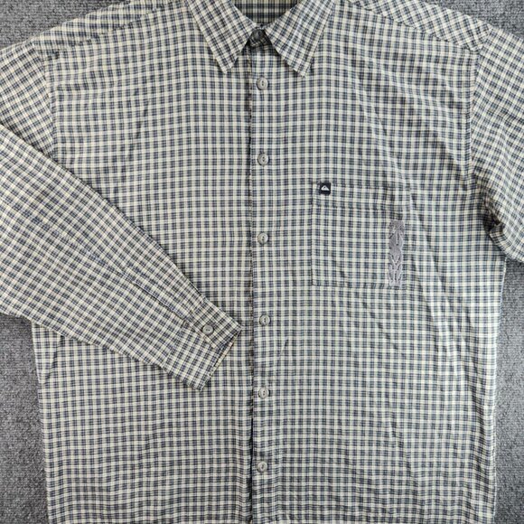 Quiksilver Long Sleeve Button Up Shirt Men Green Plaid Size XL Polyester Cotton - Picture 3 of 16